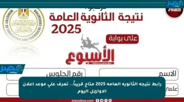 رابط نتيجة الثانوية العامة 2025 متاح قريباً.. تعرف على موعد إعلان الأوائل اليوم